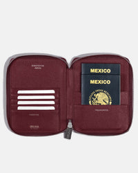 Funda con Cierre para 2 Pasaportes - Burgundy