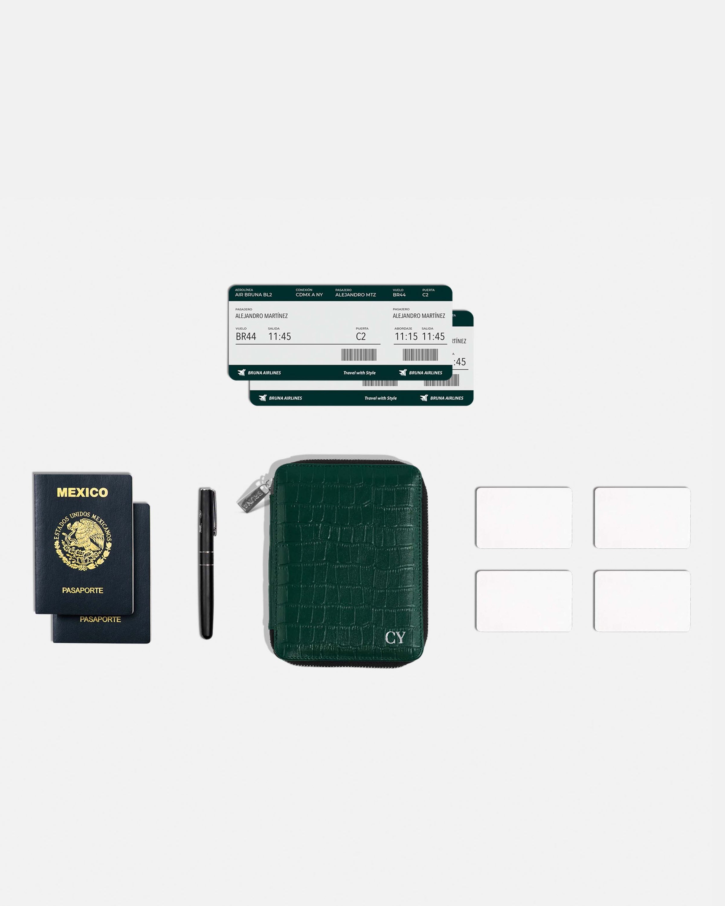 Funda con Cierre para 2 Pasaportes - Maverick Green