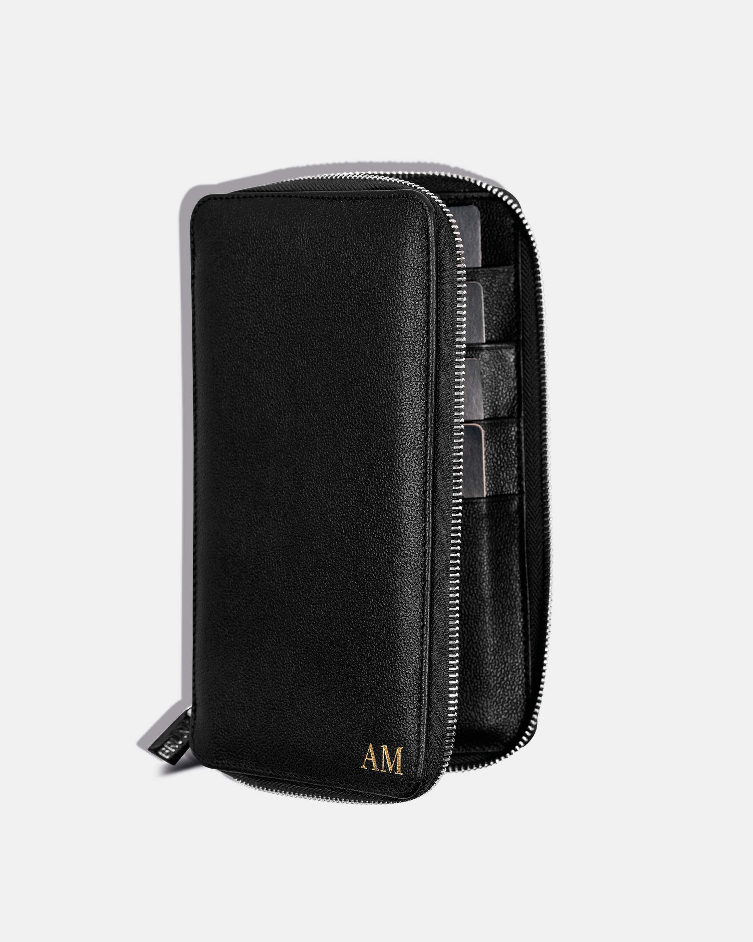 Funda con Cierre para 4 Pasaportes - Black Caviar