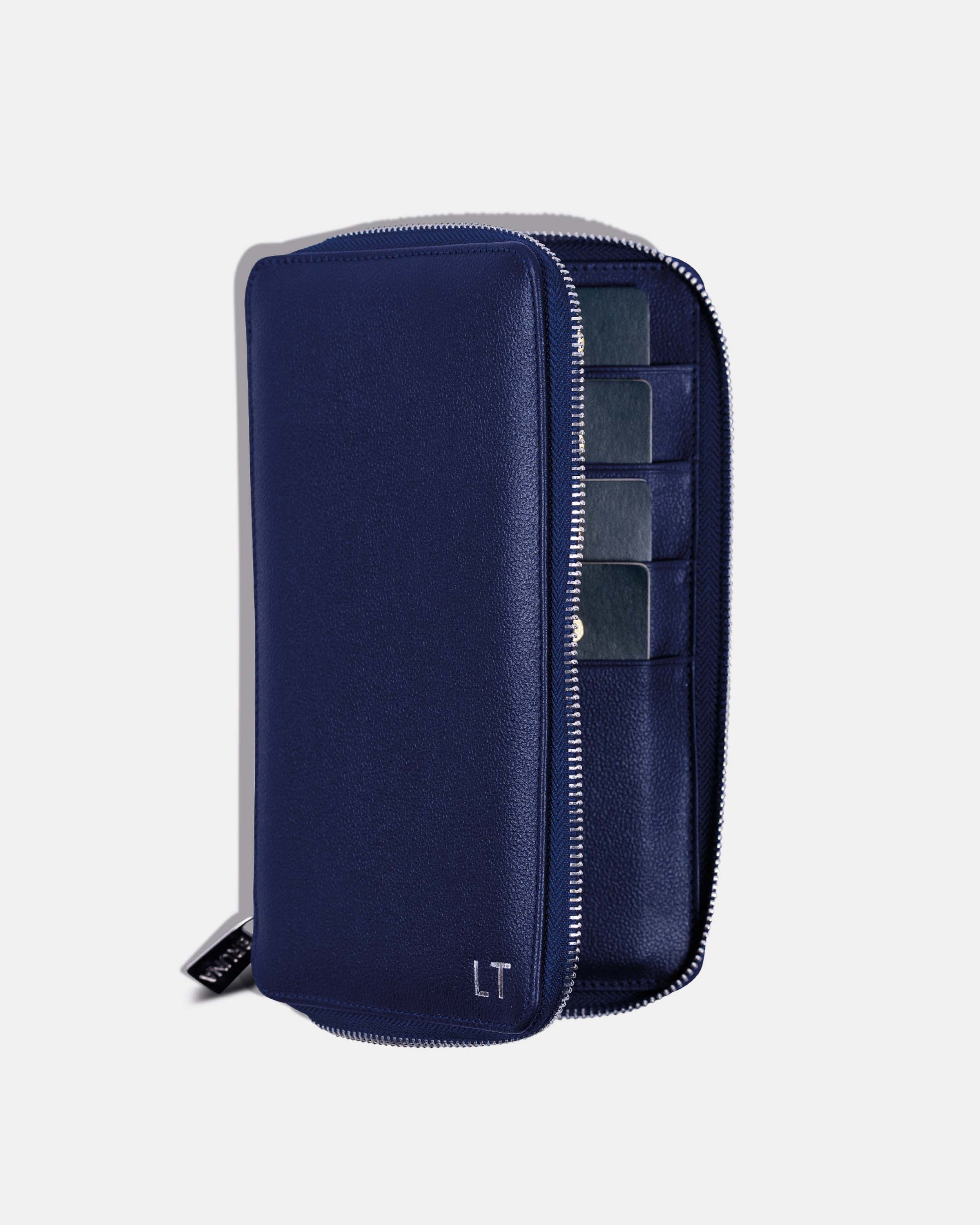 Funda con Cierre para 4 Pasaportes - Navy Blue
