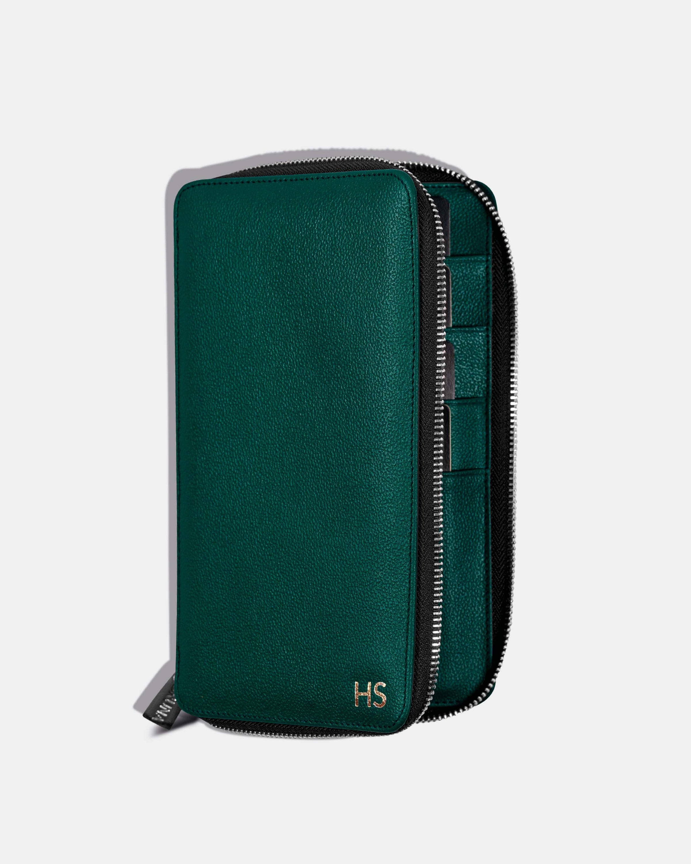 Funda con Cierre para 4 Pasaportes - Forest Green