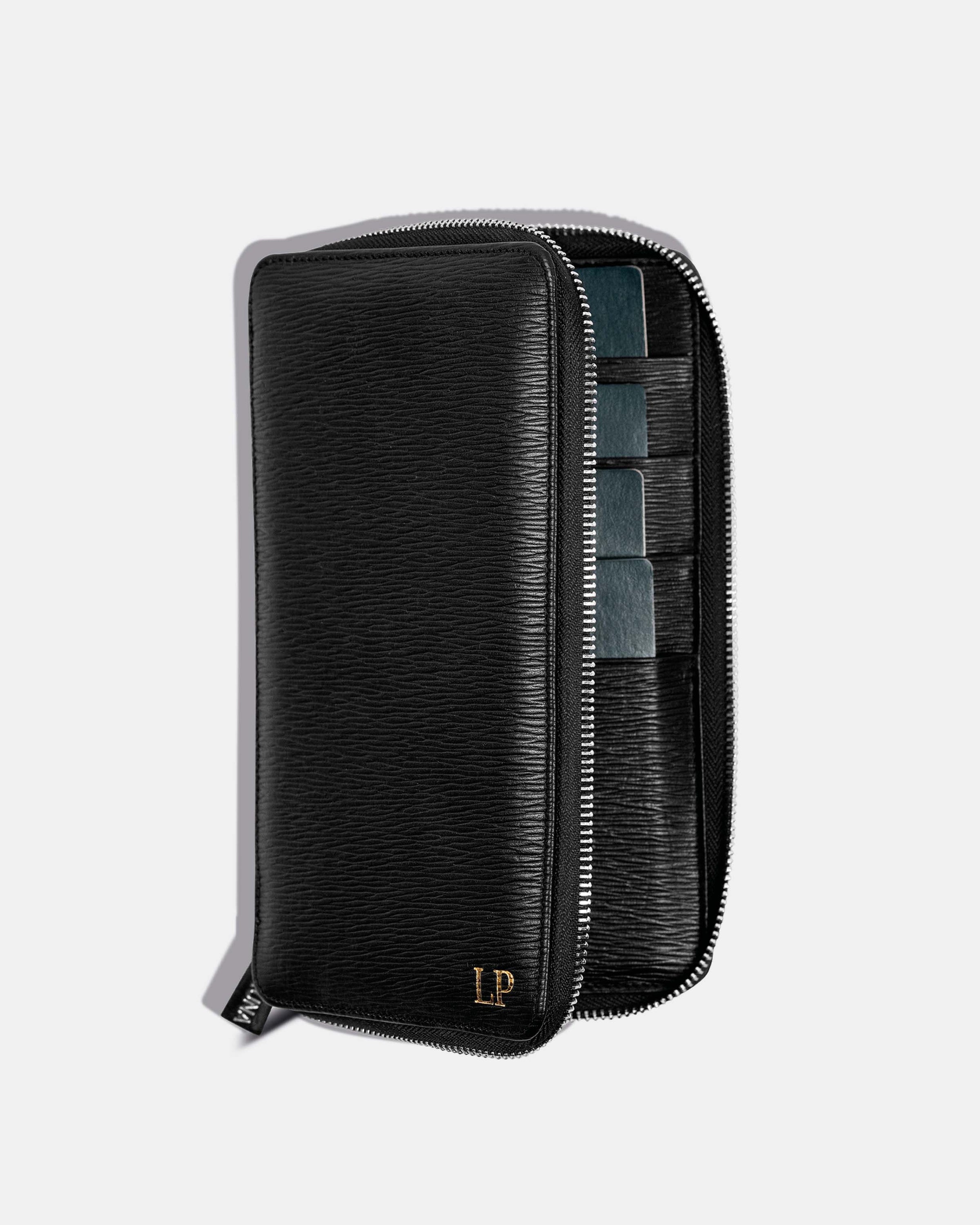 Zippered Holder for 4 Passports - Black Phantom