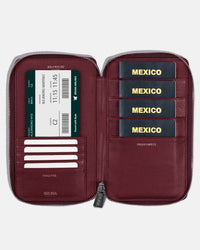Funda con Cierre para 4 Pasaportes - Burgundy