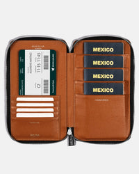 Zippered Holder for 4 Passports - Sahara Brown