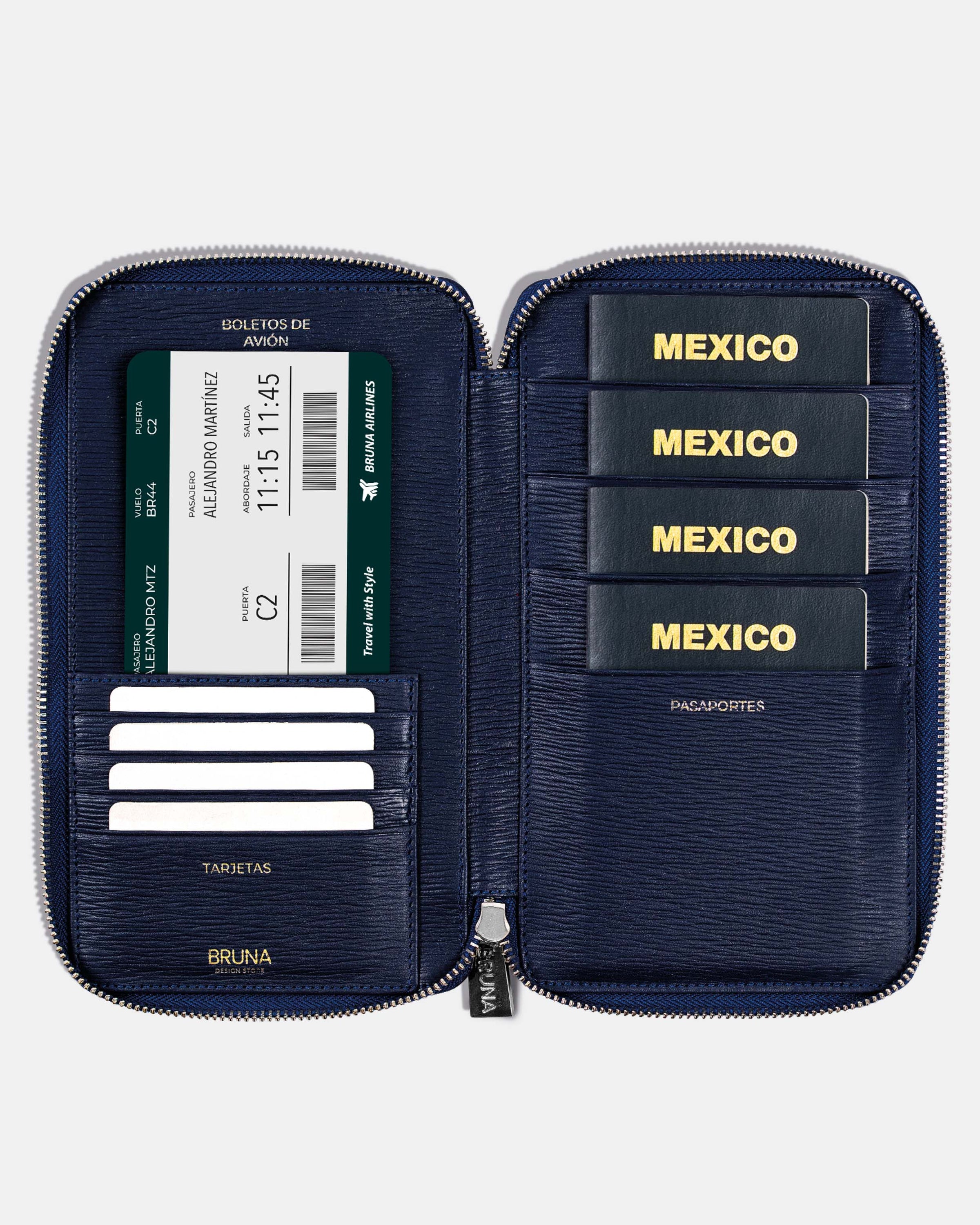 Zippered 4-Passport Holder - Navy Phantom