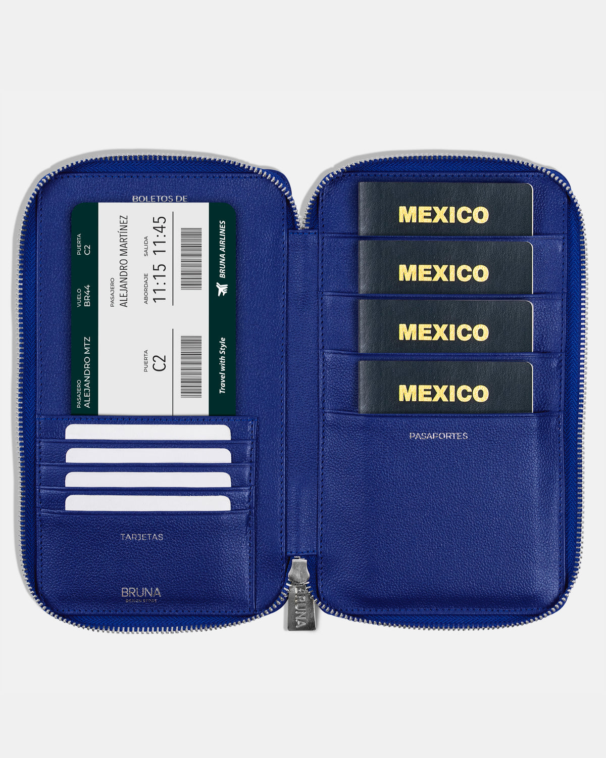 Funda con Cierre para 4 Pasaportes - Blue Riviera