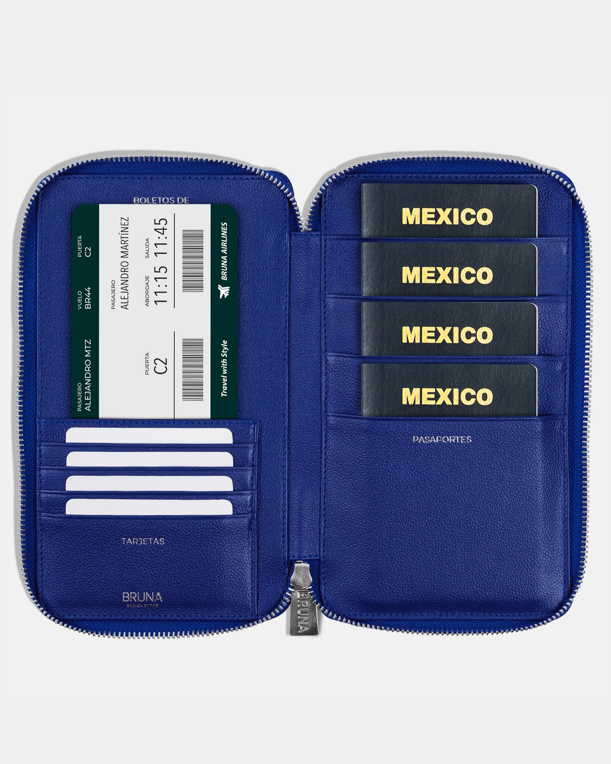 Funda con Cierre para 4 Pasaportes - Blue Riviera