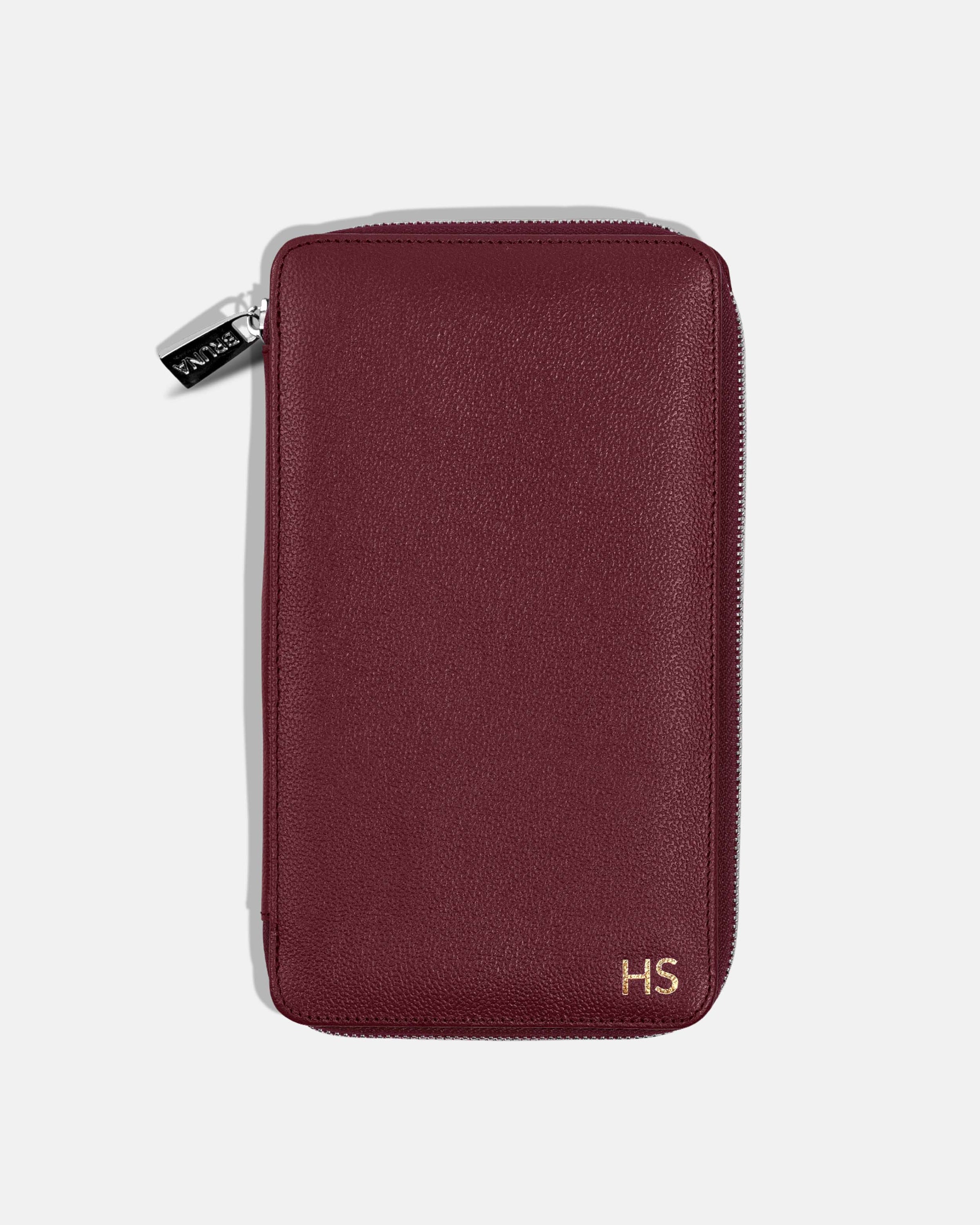 Funda con Cierre para 4 Pasaportes - Burgundy