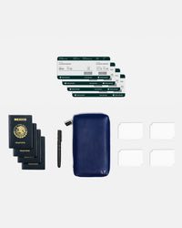 Funda con Cierre para 4 Pasaportes - Navy Blue