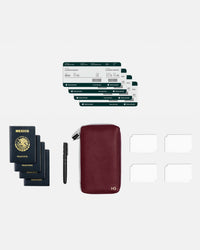 Funda con Cierre para 4 Pasaportes - Burgundy