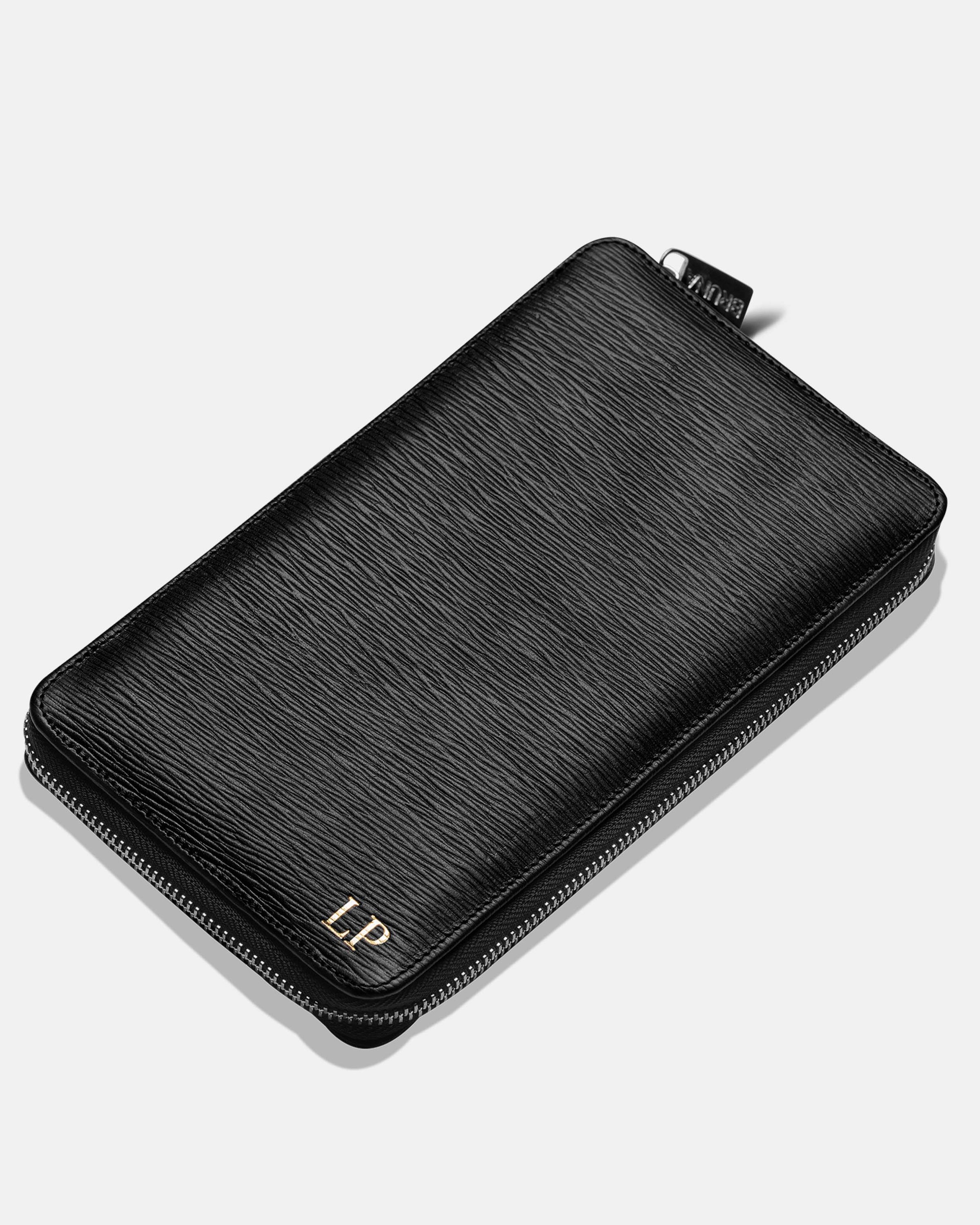 Zippered Holder for 4 Passports - Black Phantom