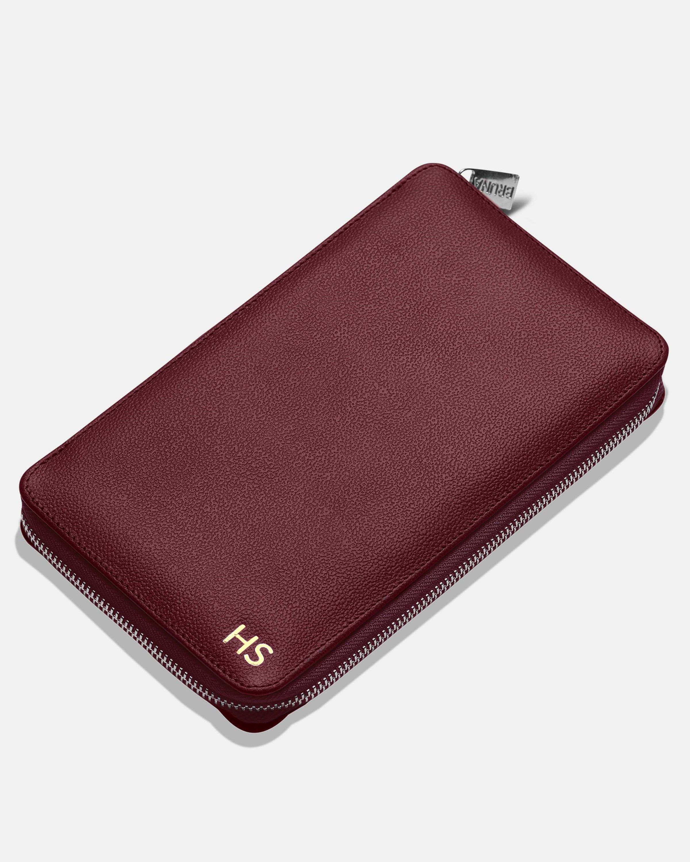 Funda con Cierre para 4 Pasaportes - Burgundy