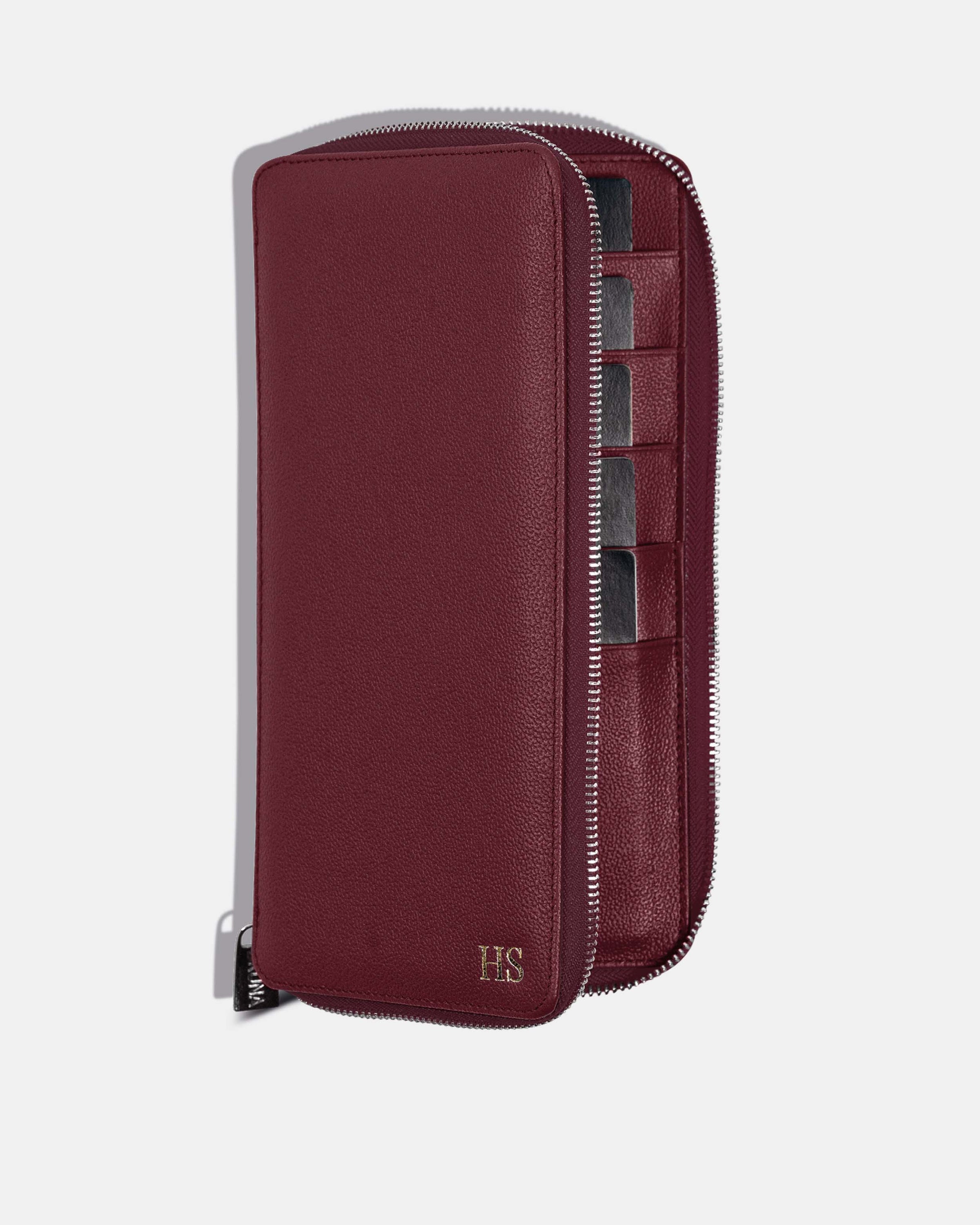 Funda con Cierre para 5 Pasaportes - Burgundy