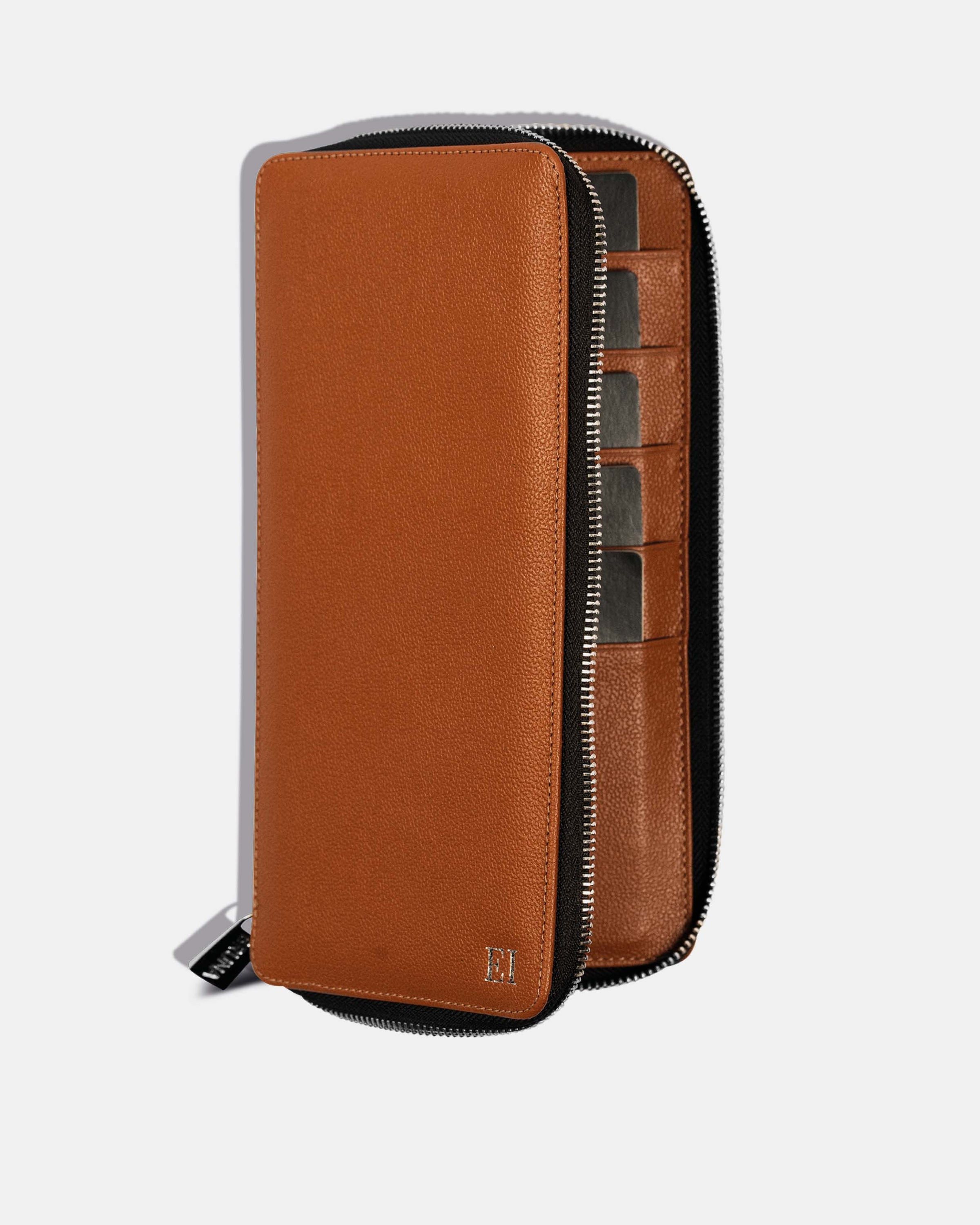 Funda con Cierre para 5 Pasaportes - Sahara Brown