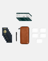 Funda con Cierre para 5 Pasaportes - Sahara Brown