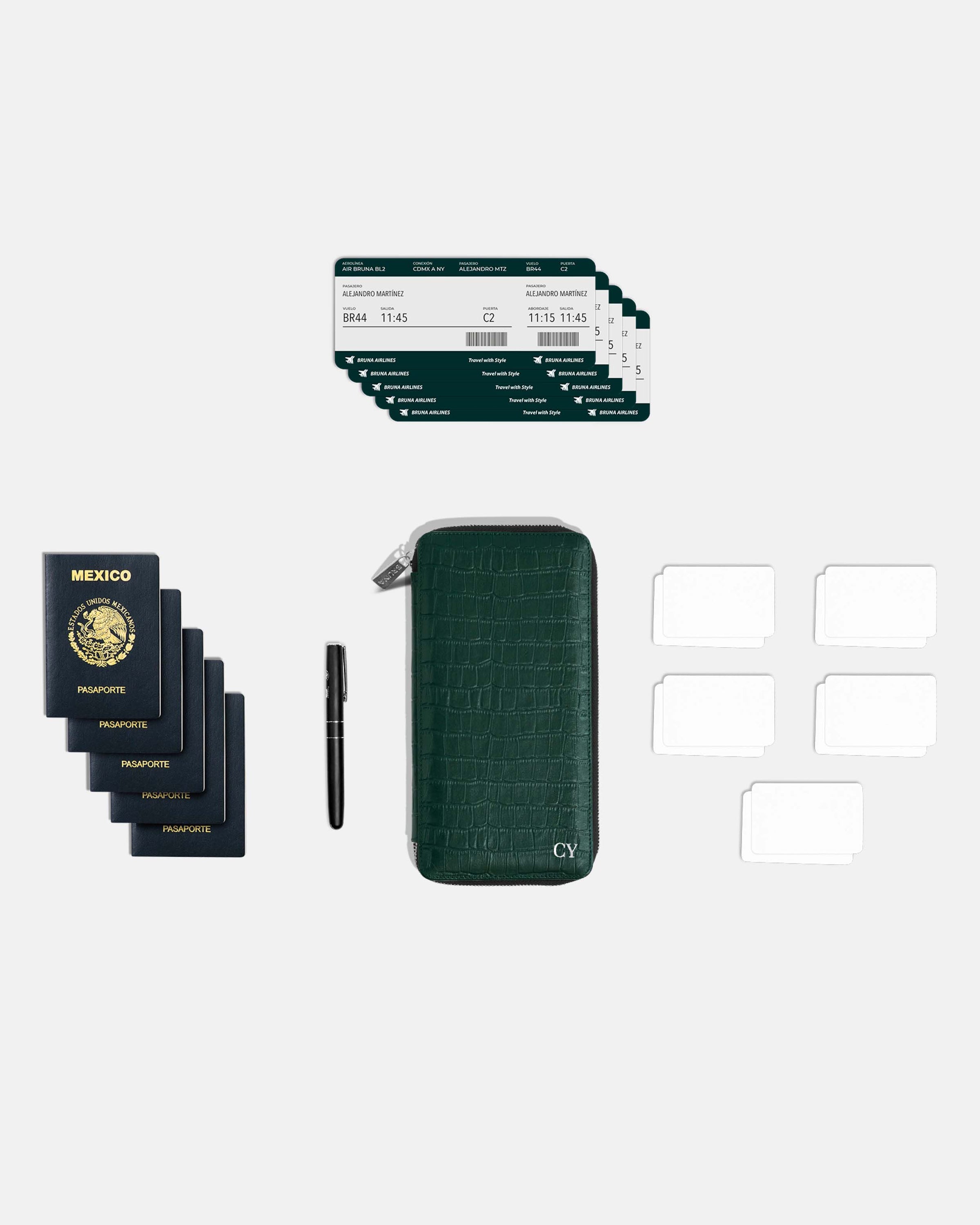 Funda con Cierre para 5 Pasaportes - Maverick Green