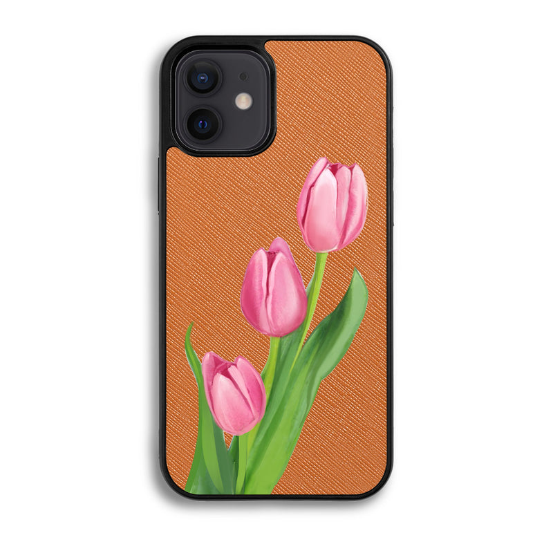 Pink Tulips - iPhone 12 Mini - Tobacco Brown