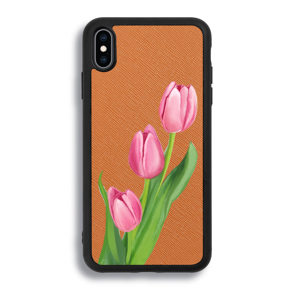 Pink Tulips - iPhone XS Max - Tobacco Brown