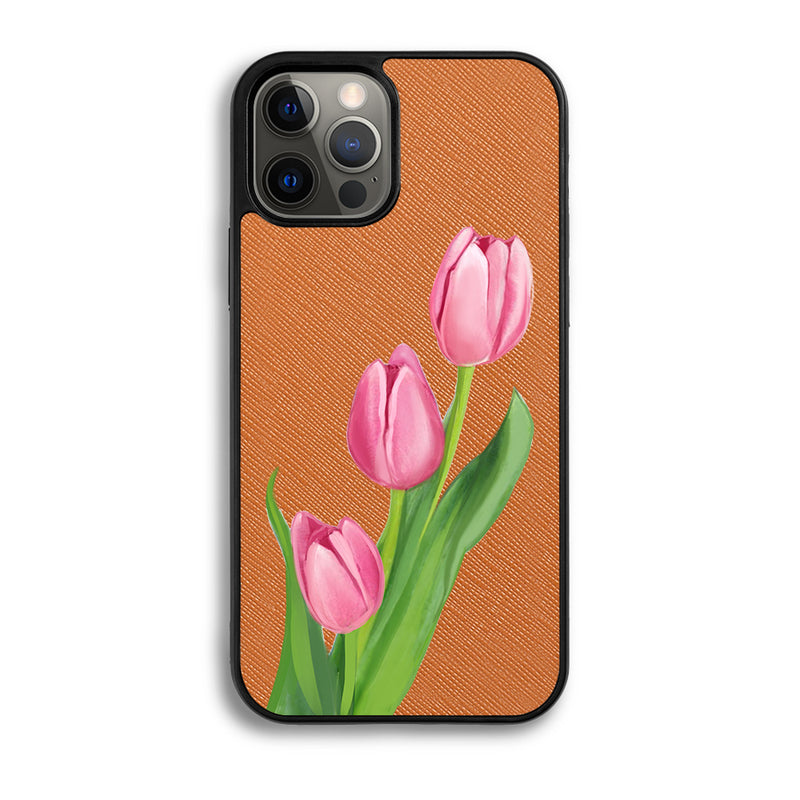 Pink Tulips - iPhone 12 Pro - Tobacco Brown
