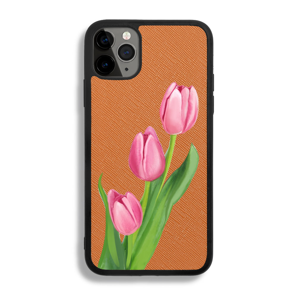 Pink Tulips - iPhone 11 Pro Max - Tobacco Brown