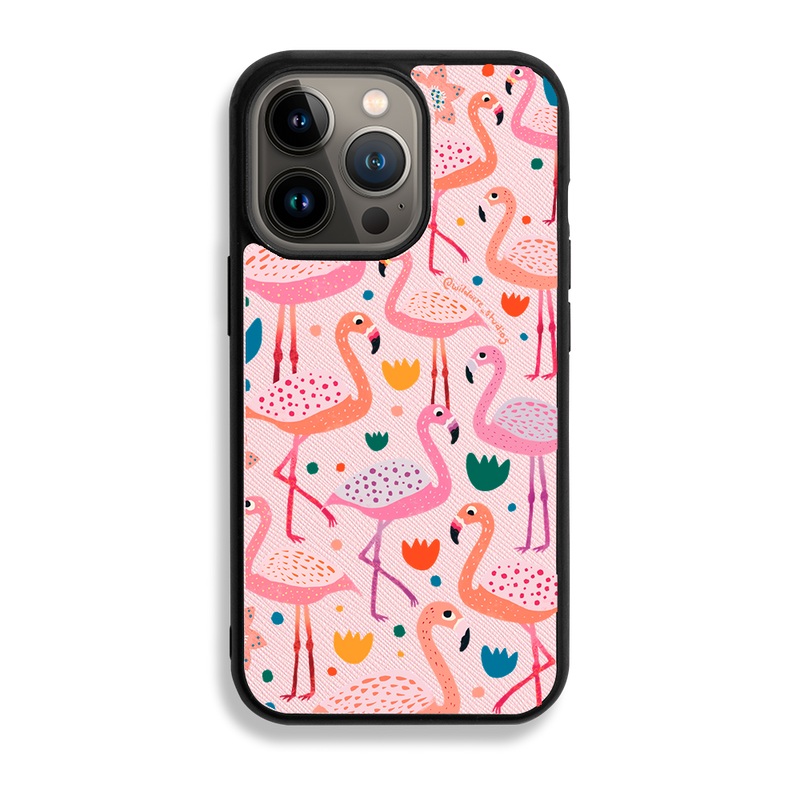 Fiesty Flamingos by Wildacre Studios - iPhone 13 Pro - Forbidden Pink