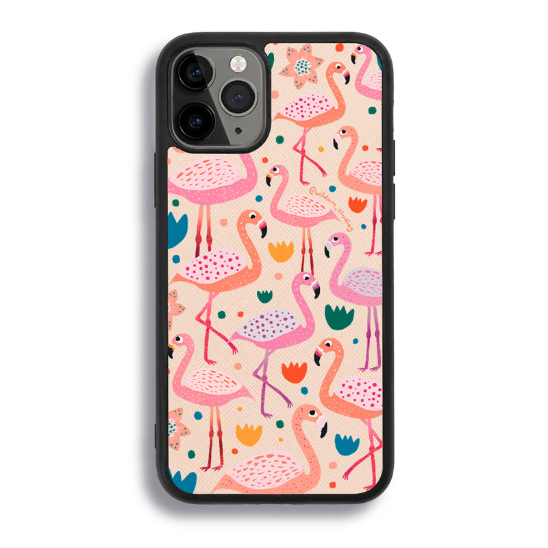 Fiesty Flamingos by Wildacre Studios - iPhone 11 Pro - Pale Pink