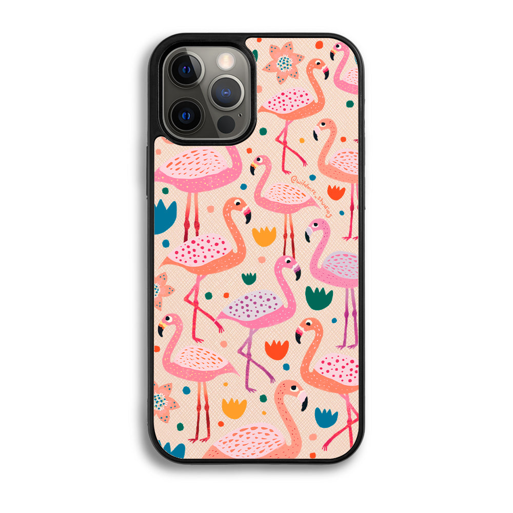 Fiesty Flamingos by Wildacre Studios - iPhone 12 Pro - Pale Pink