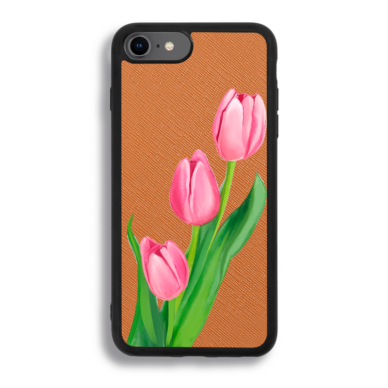 Pink Tulips - iPhone SE 2022 - Tobacco Brown