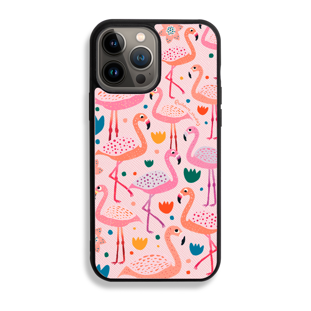 Fiesty Flamingos by Wildacre Studios - iPhone 13 Pro Max - Forbidden Pink