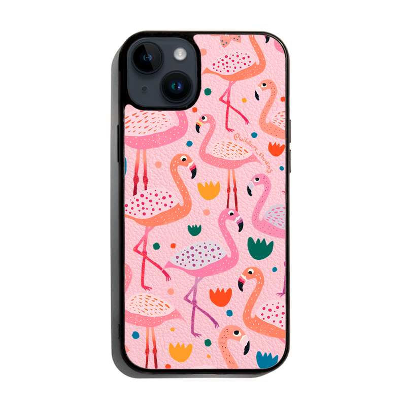 Fiesty Flamingos by Wildacre Studios - iPhone 14 Pro Max - Forbidden Pink