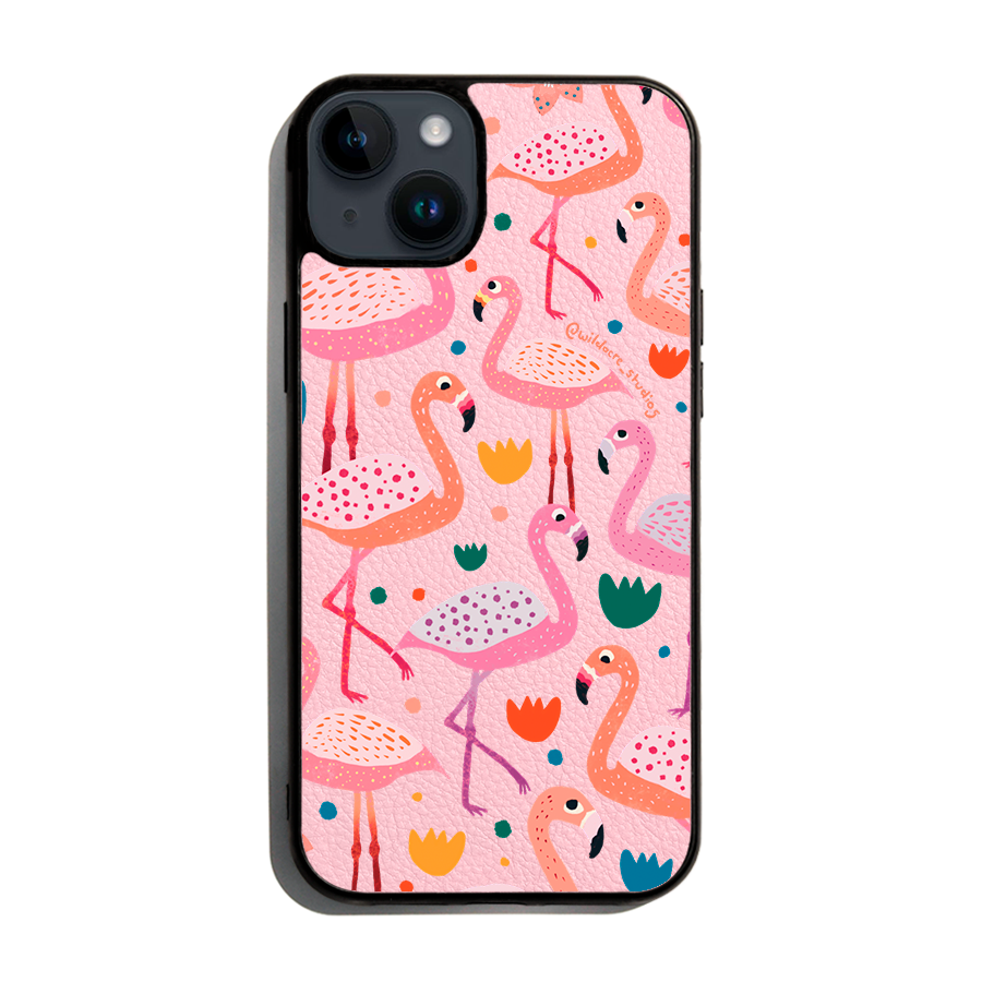 Fiesty Flamingos by Wildacre Studios - iPhone 14 Plus - Forbidden Pink