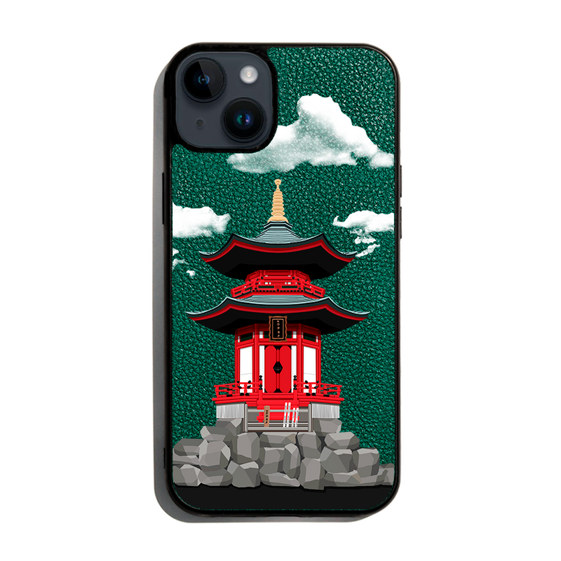 Japanese Building - iPhone 14 - Forest Green